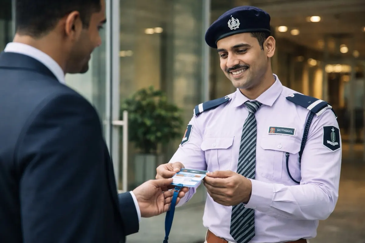 Guard checking credentials
